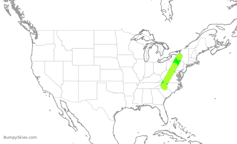Turbulence forecast map for AAL2145, SYR to CLT
