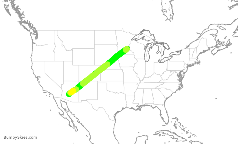 Turbulence forecast map for AAL2146, MSP to PHX