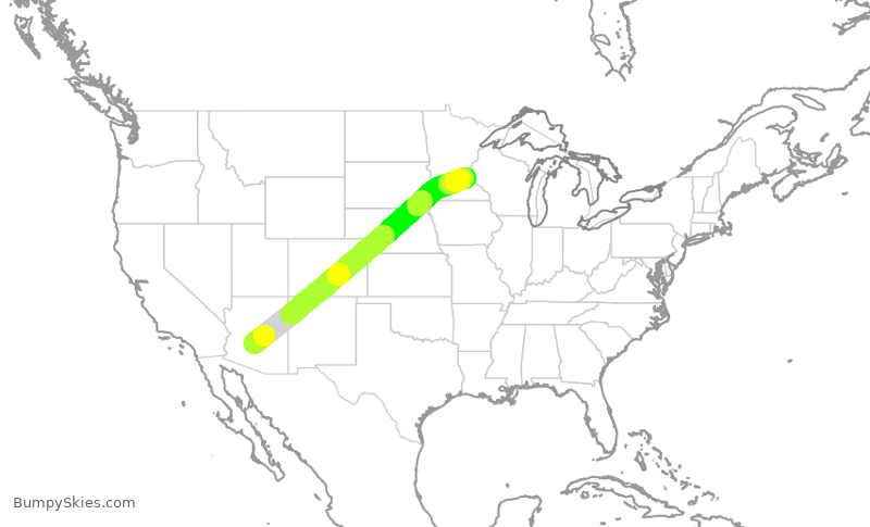 Turbulence forecast map for AAL2146, PHX to MSP