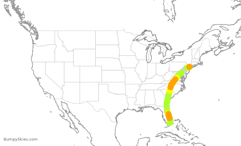 Turbulence forecast map for AAL2148, LGA to MIA