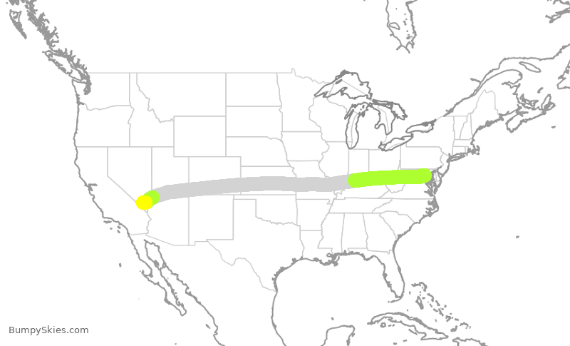 Turbulence forecast map for AAL2149, DCA to LAS