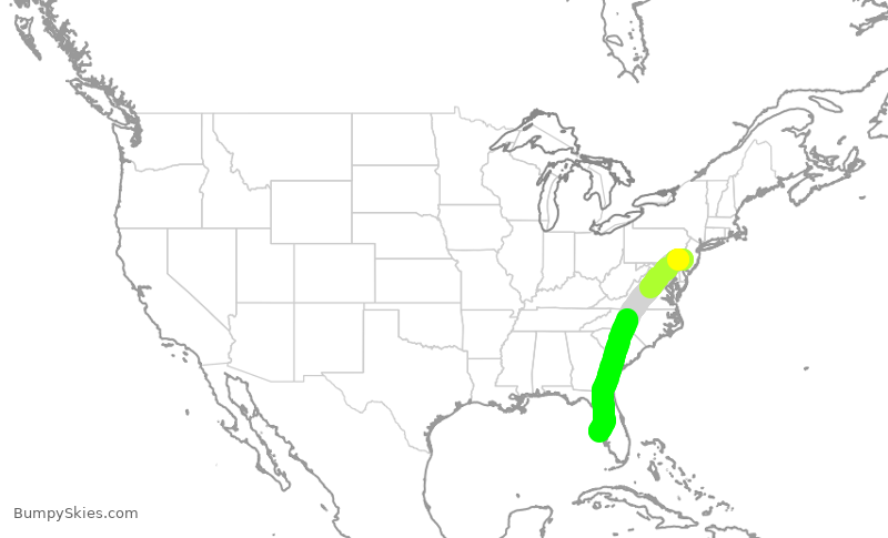 Turbulence forecast map for AAL2149, PHL to SRQ