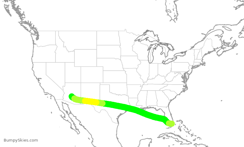 Turbulence forecast map for AAL2155, PHX to MIA