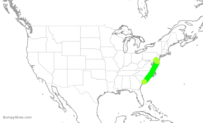 Turbulence forecast map for AAL2163, CHS to PHL