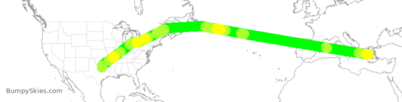 Turbulence forecast map for AAL216, DFW to ATH