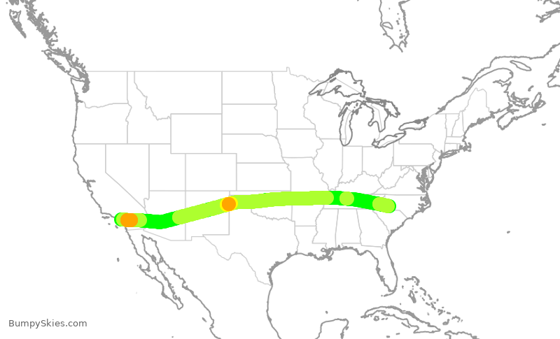 Turbulence forecast map for AAL2177, SNA to CLT