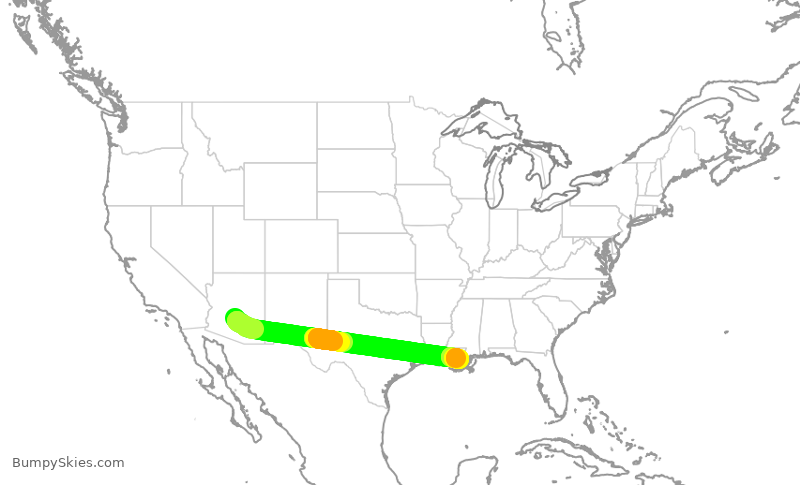Turbulence forecast map for AAL2191, PHX to MSY