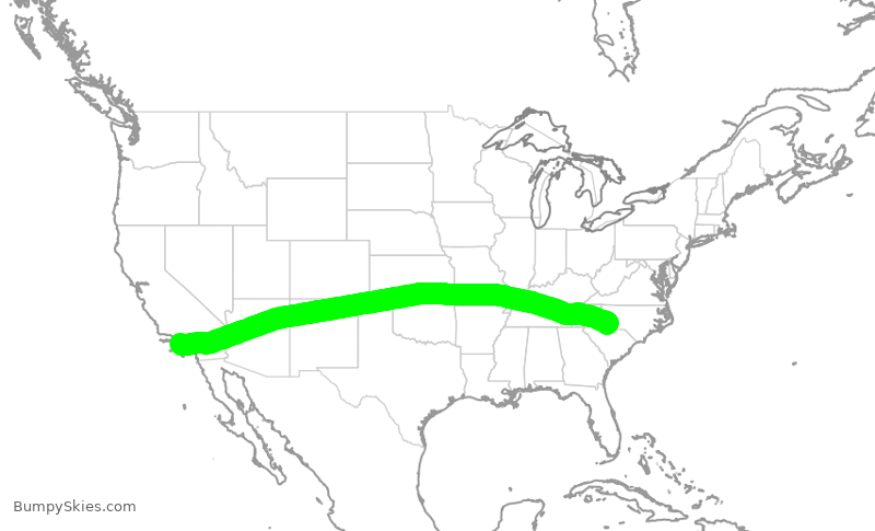 Turbulence forecast map for AAL2199, LAX to CLT
