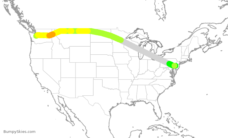 Turbulence forecast map for AAL219, SEA to PHL