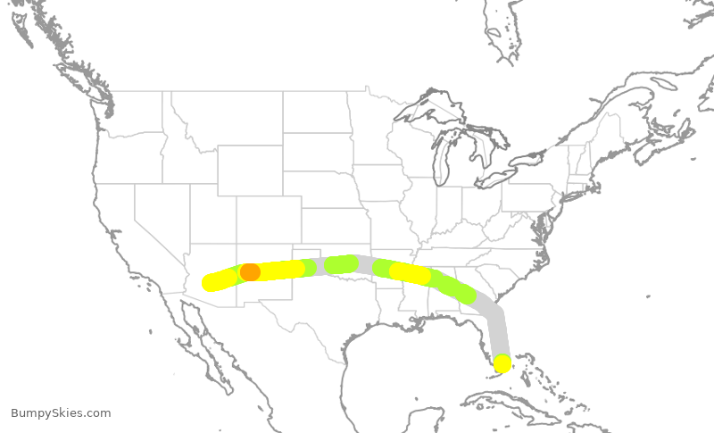 Turbulence forecast map for AAL2205, PHX to MIA