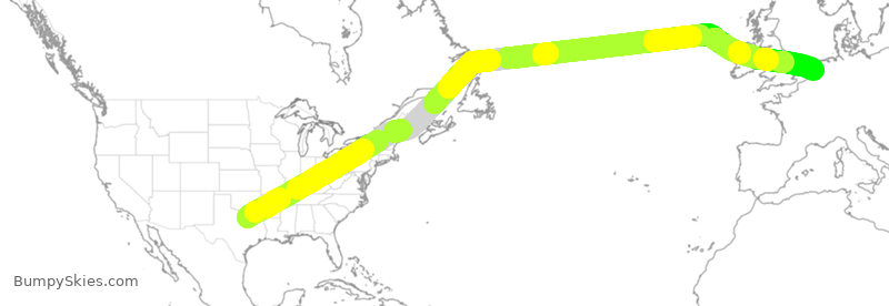 Turbulence forecast map for AAL220, DFW to HAM