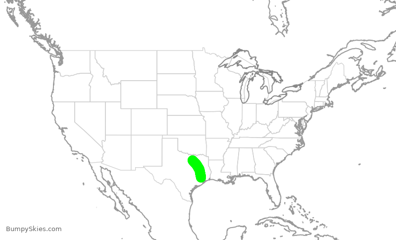 Turbulence forecast map for AAL2219, IAH to DFW