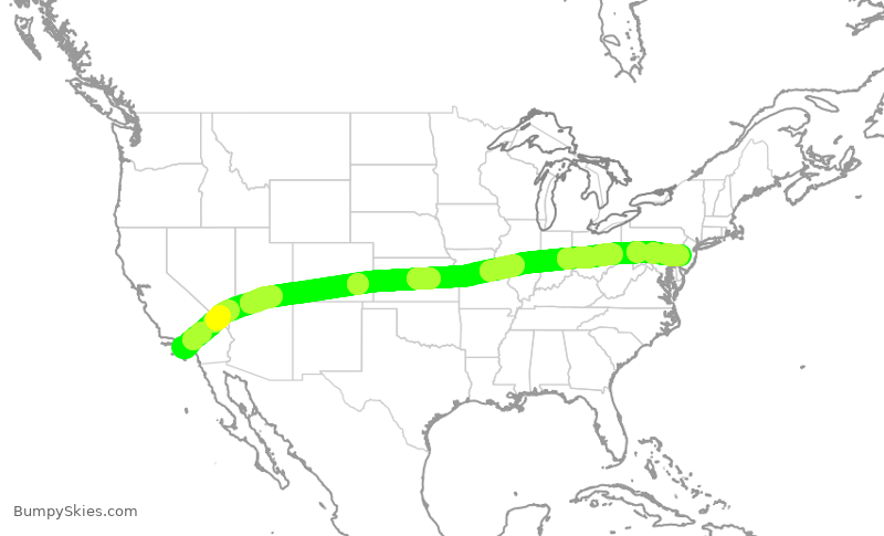 Turbulence forecast map for AAL2222, LAX to PHL