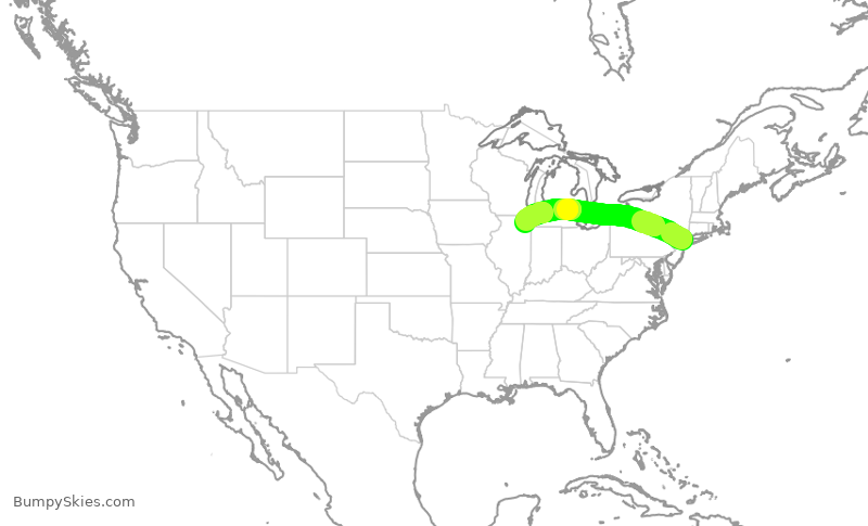 Turbulence forecast map for AAL2223, LGA to ORD
