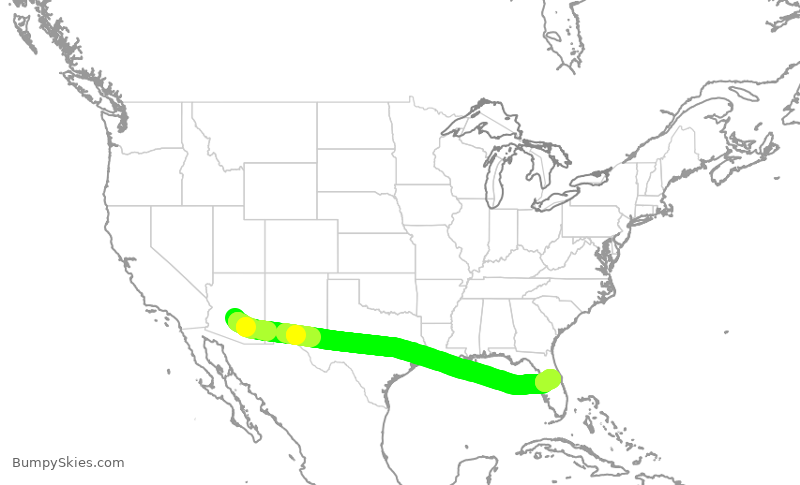 Turbulence forecast map for AAL2226, PHX to MCO