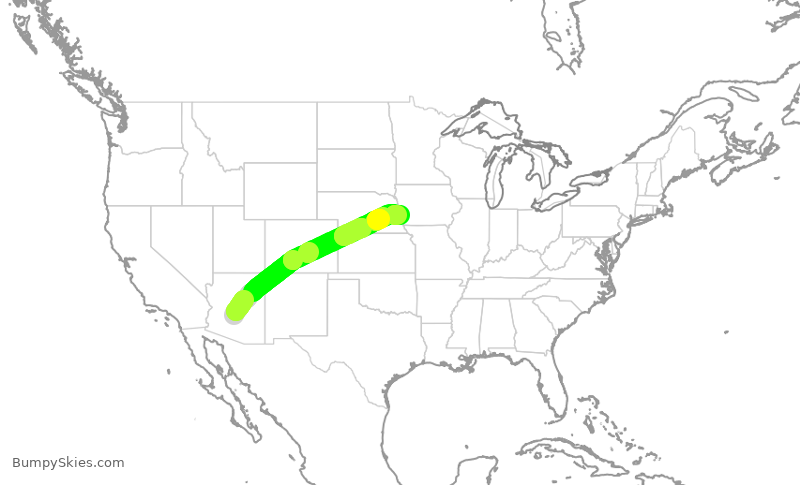 Turbulence forecast map for AAL2227, PHX to OMA