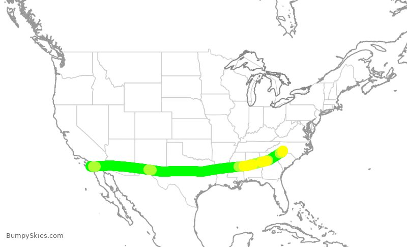 Turbulence forecast map for AAL2227, SAN to CLT