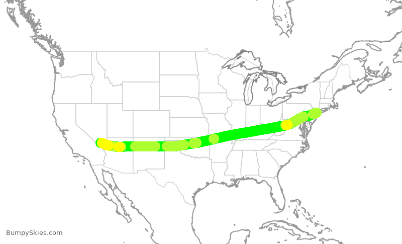 Turbulence forecast map for AAL2228, JFK to LAS