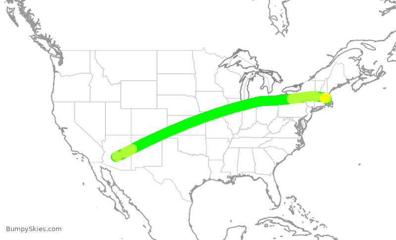 Turbulence forecast map for AAL2228, PHX to BOS