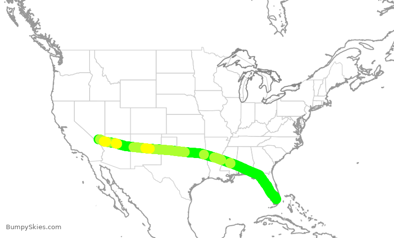 Turbulence forecast map for AAL2231, MIA to LAS