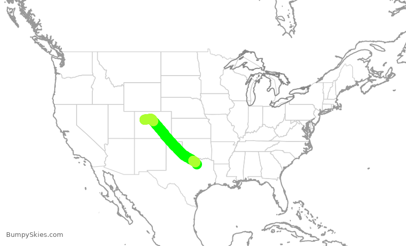 Turbulence forecast map for AAL2232, EGE to DFW