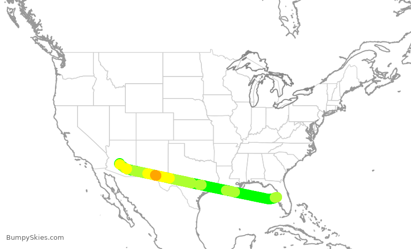 Turbulence forecast map for AAL2232, TPA to PHX