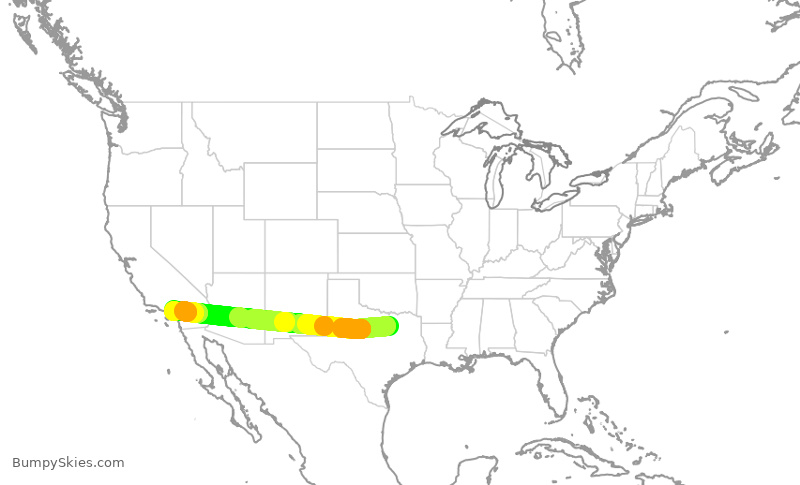 Turbulence forecast map for AAL2236, DFW to ONT