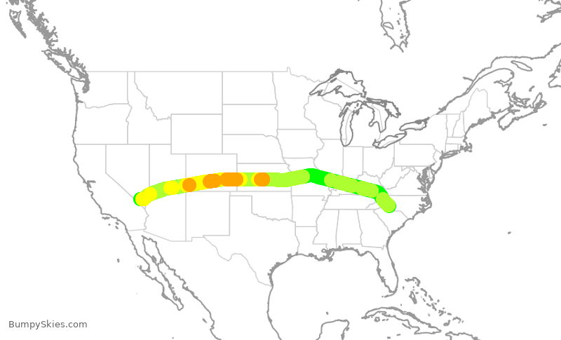 Turbulence forecast map for AAL2239, CLT to LAS
