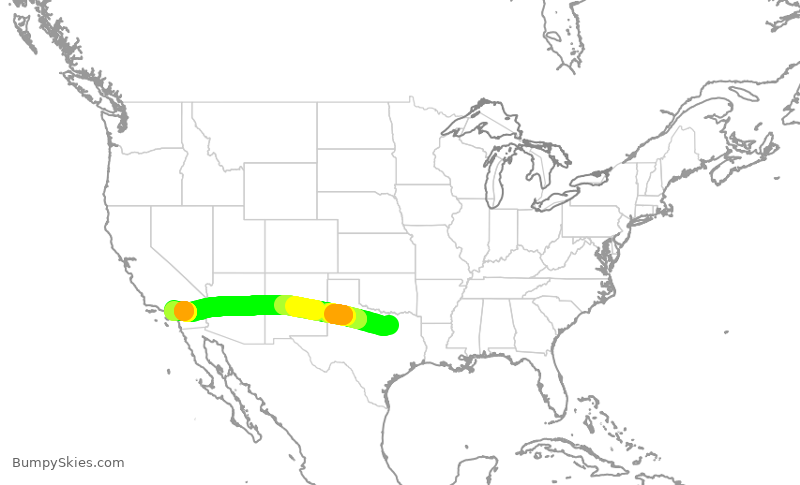Turbulence forecast map for AAL2242, DFW to ONT