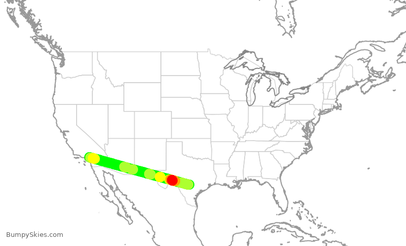 Turbulence forecast map for AAL2242, ONT to SAT