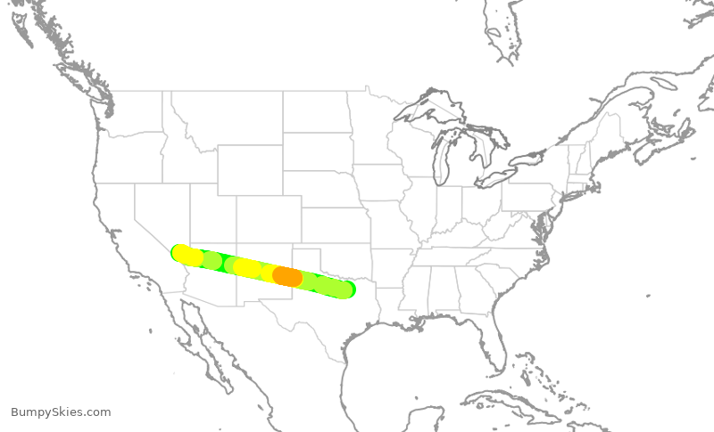 Turbulence forecast map for AAL2243, DFW to LAS