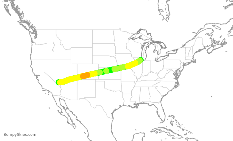 Turbulence forecast map for AAL2244, LAS to ORD