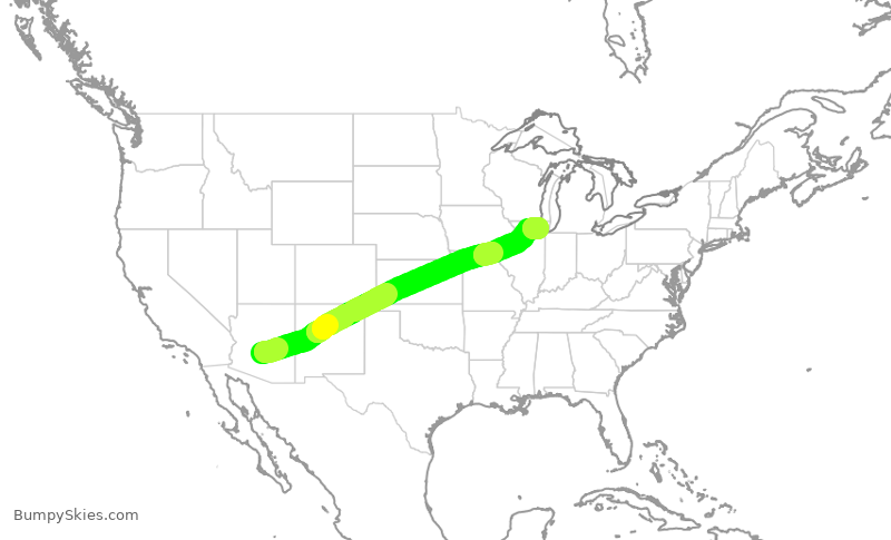 Turbulence forecast map for AAL2252, PHX to ORD
