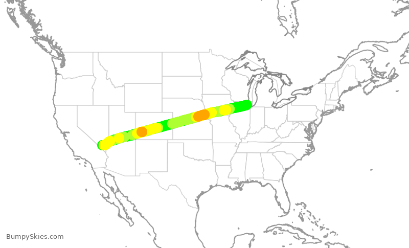 Turbulence forecast map for AAL2254, ORD to LAS