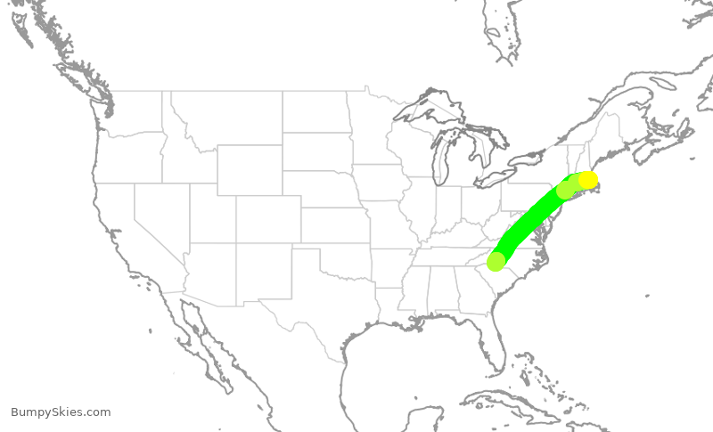 Turbulence forecast map for AAL2263, BOS to CLT