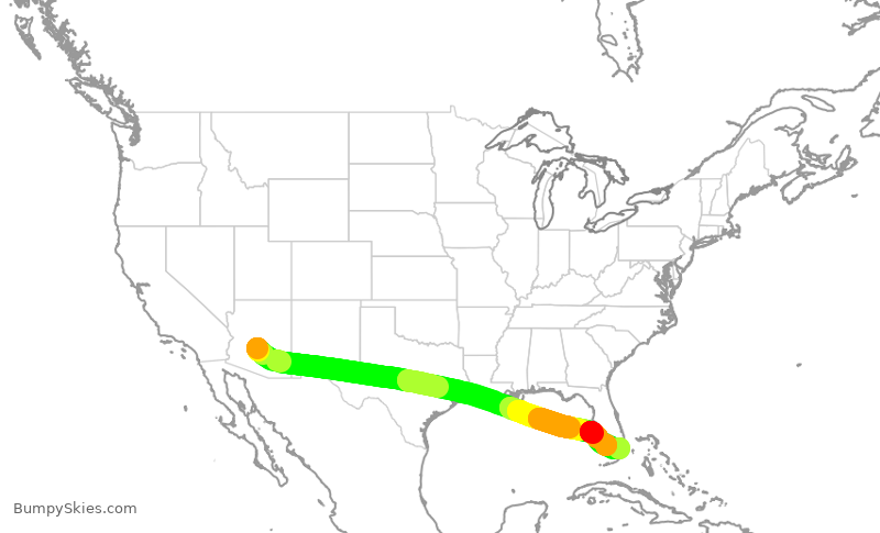 Turbulence forecast map for AAL2263, PHX to MIA