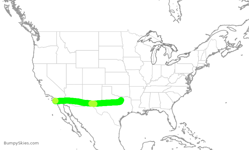 Turbulence forecast map for AAL2266, SAN to DFW