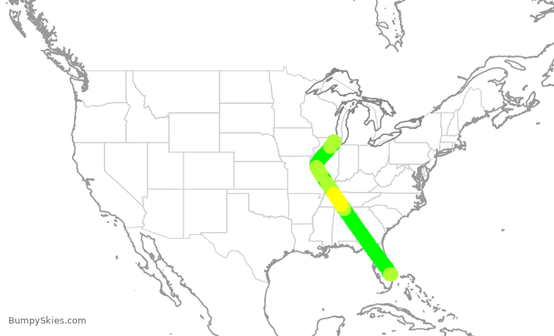Turbulence forecast map for AAL2269, KDJT to ORD
