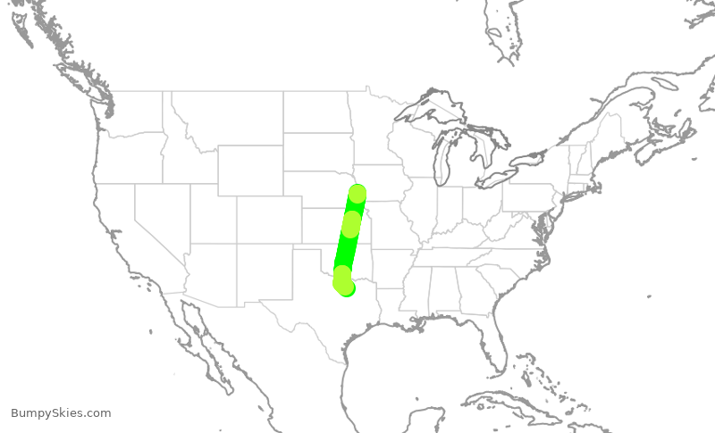 Turbulence forecast map for AAL2269, OMA to DFW