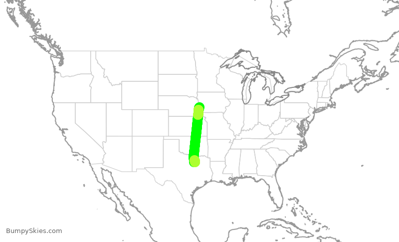 Turbulence forecast map for AAL2270, DFW to OMA
