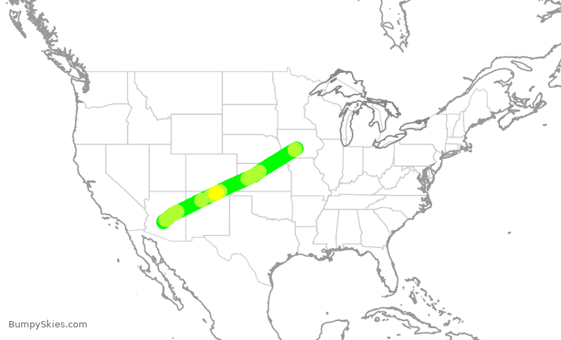 Turbulence forecast map for AAL2275, DSM to PHX