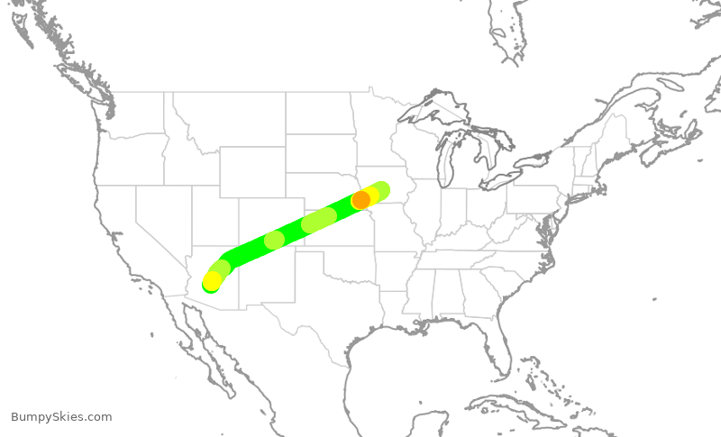 Turbulence forecast map for AAL2275, PHX to DSM
