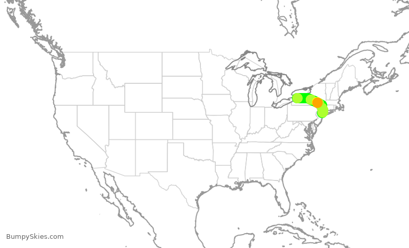 Turbulence forecast map for AAL2283, BUF to LGA