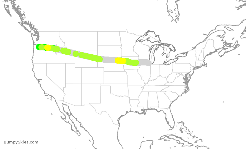 Turbulence forecast map for AAL2284, ORD to PDX