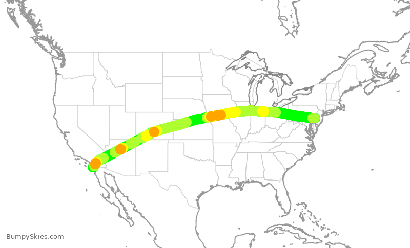 Turbulence forecast map for AAL2284, SAN to PHL