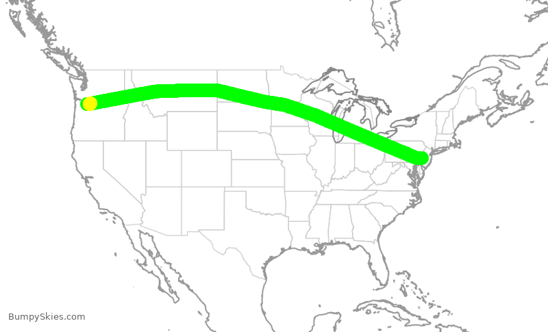 Turbulence forecast map for AAL2285, PDX to PHL