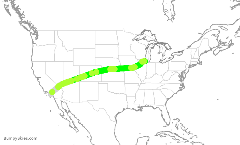 Turbulence forecast map for AAL2285, SNA to ORD