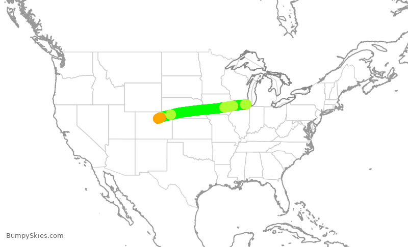 Turbulence forecast map for AAL2295, ORD to DEN