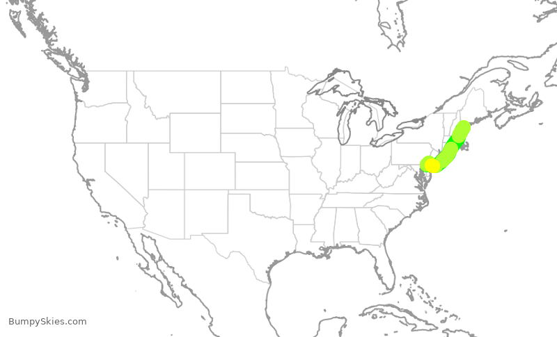 Turbulence forecast map for AAL2296, PWM to PHL