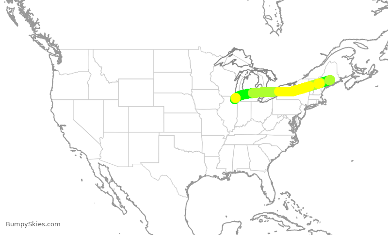Turbulence forecast map for AAL2299, BGR to ORD